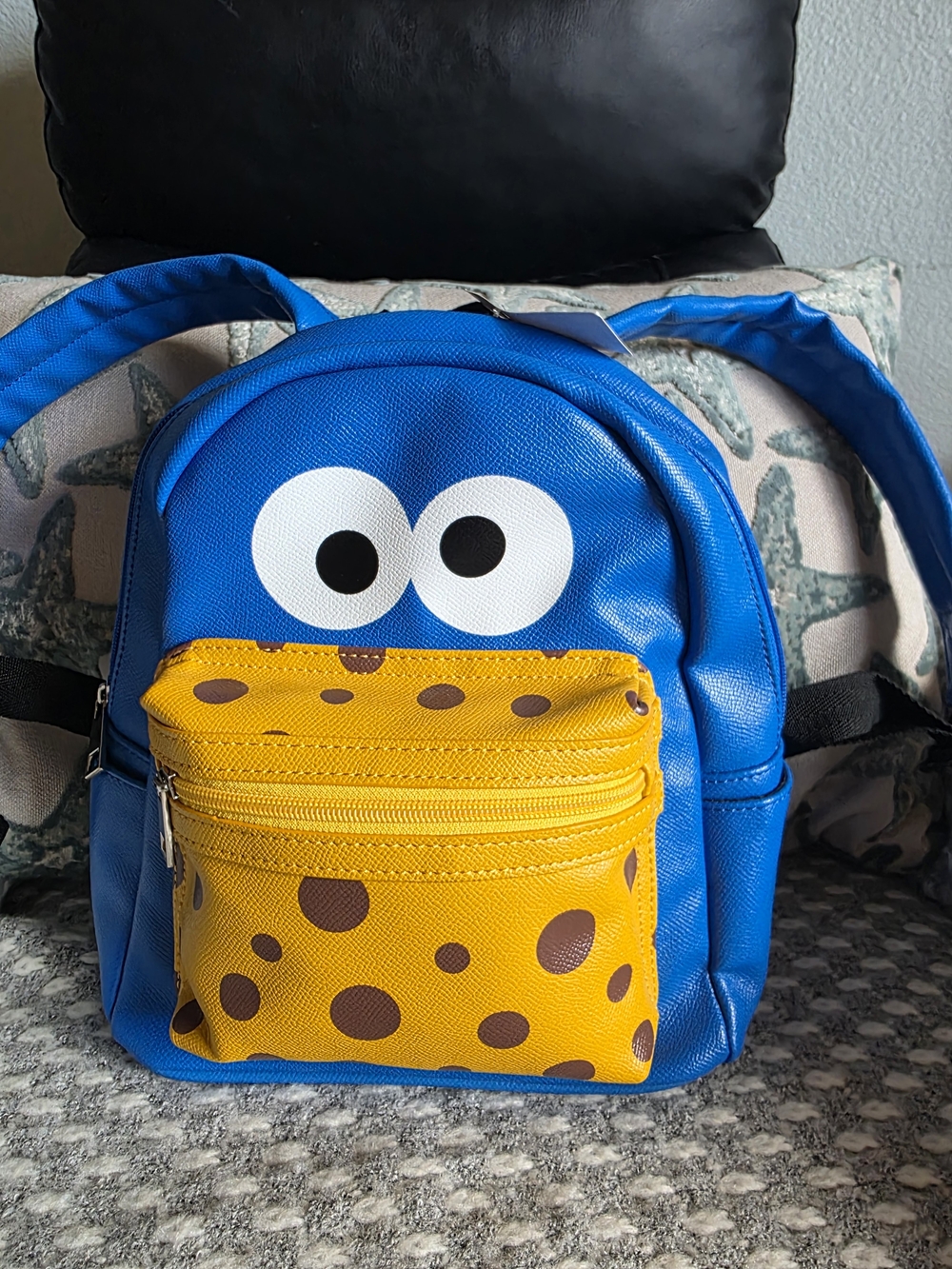 Cookie Monster  Kids Backpack with Yellow Cookie Pocket